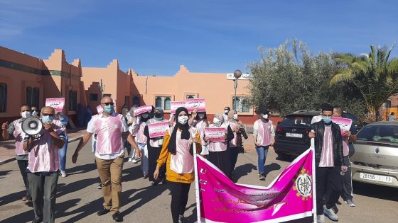 اقليم شيشاوة : وقفة احتجاجية للأطر الصحية المنضوية تحت لواء الاتحاد العام للشغالين بالمغرب بقسم الولادة بالمستشفى الإقليمي محمد السادس.