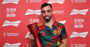 برونو فيرنانديز يحصد جائزة أفضل لاعب فى مباراة البرتغال وأوروجواى