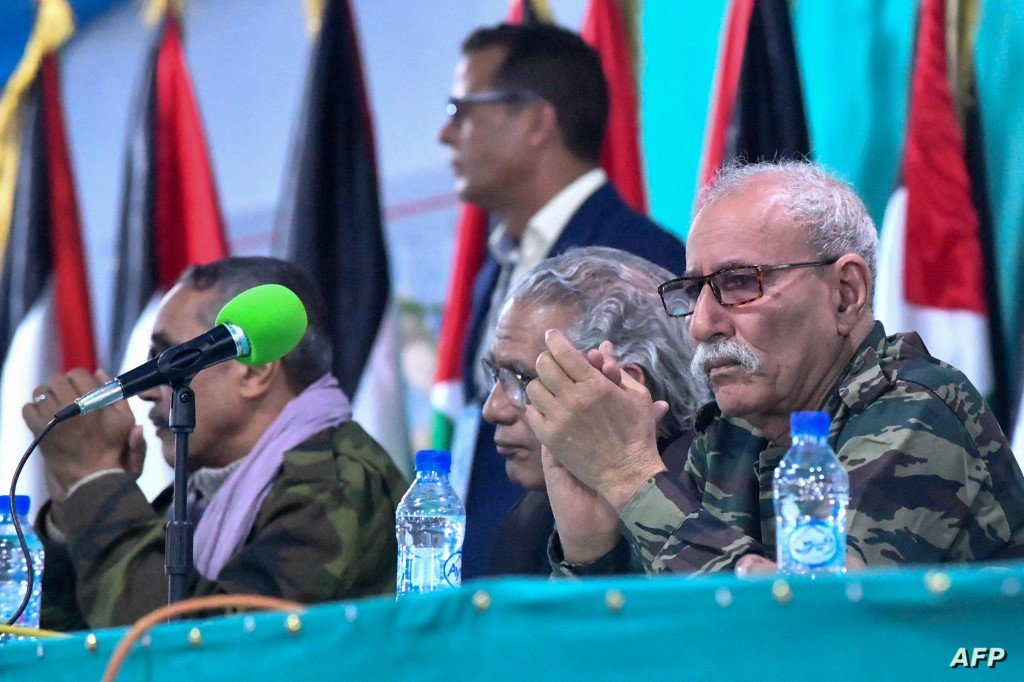 Brahim Ghali, President of the Sahrawi Arab Democratic Republic (SARD) and Secretary-General of the Polisario front, attends a Polisario congress at the refugee camp of Dakhla, which lies some 170km to the southeast of the Algerian city of Tindouf, on January 13, 2023. - The Polisario movement, which seeks independence in disputed Western Sahara, started meeting Friday for leadership elections in the shadow of mounting tensions between host Algeria and Morocco, which controls most of the territory. More than 2,200 members of the movement and 370 foreign guests are attending the five-day congress deep in Algeria's desert, at a Sahrawi refugee camp named after Dakhla, an Atlantic port city in what is Moroccan-controlled Western Sahara. (Photo by AFP)