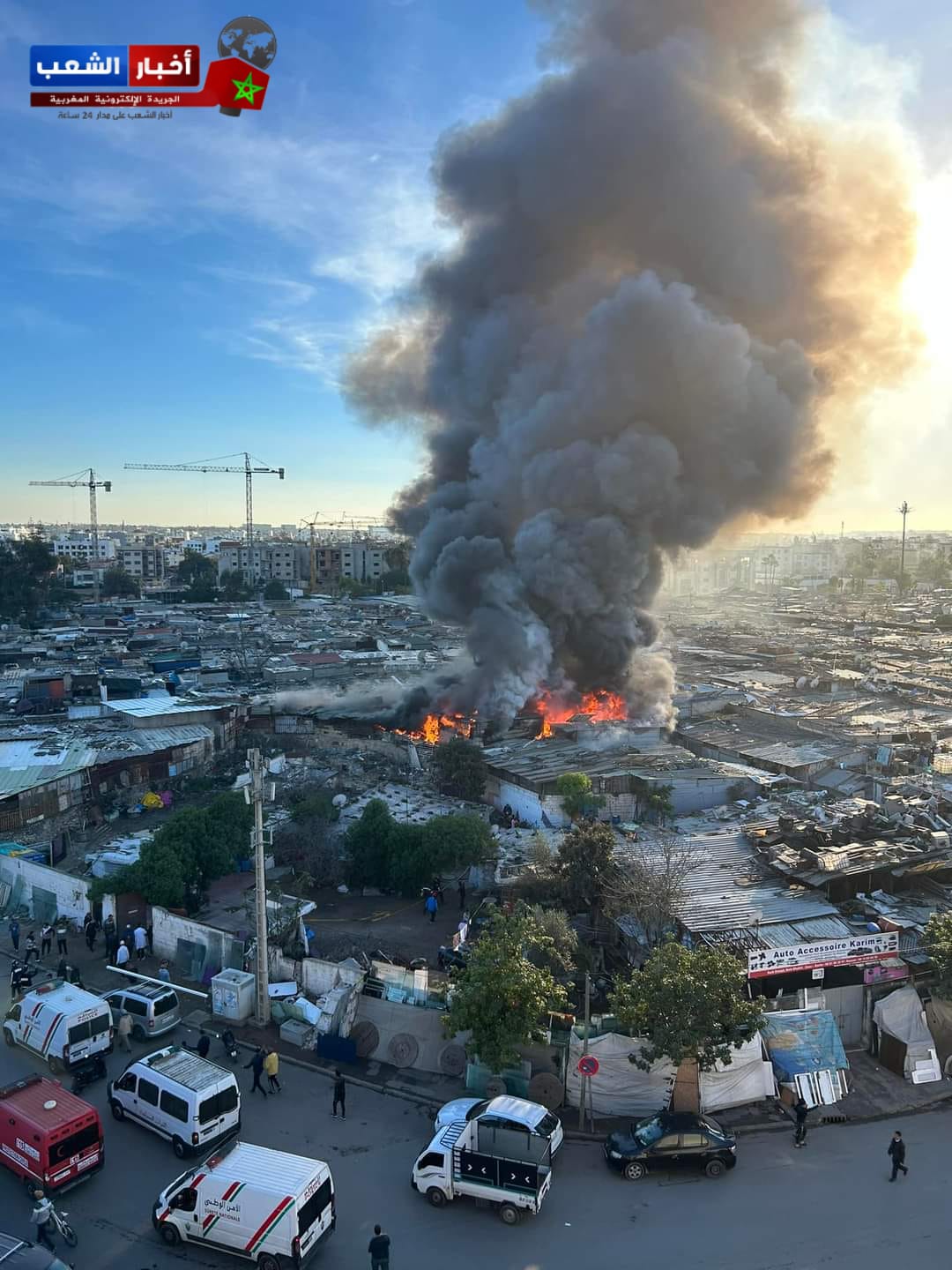 حريق مهول يندلع في سوق درب غلف بالدار لبيضاء يلتهم محلات بجوطية