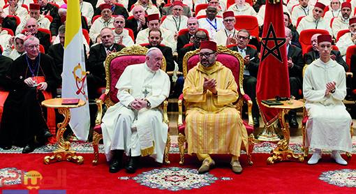 تهنئة جلالة الملك محمد السادس لقداسة البابا فرانسيس بمناسبة الذكرى الحادية عشر لاعتلائه الكرسي البابوي