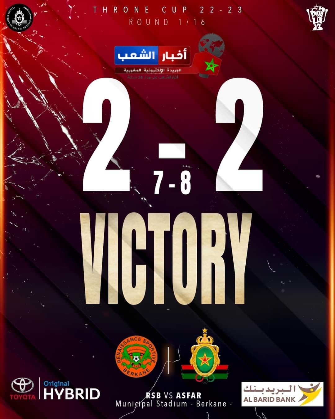 بسيناريو مثير “الزعيم” الجيش الملكي يتأهل إلى دور 16 من منافسات كأس العرش المغربي بضربات الترجيح
