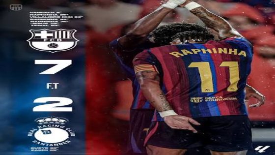 برشلونة يكتسح راسينج سانتاندير 7-2 وينفرد بالصدارة الدوري الإسباني